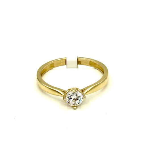 14 karaat solitairring met zirkonia