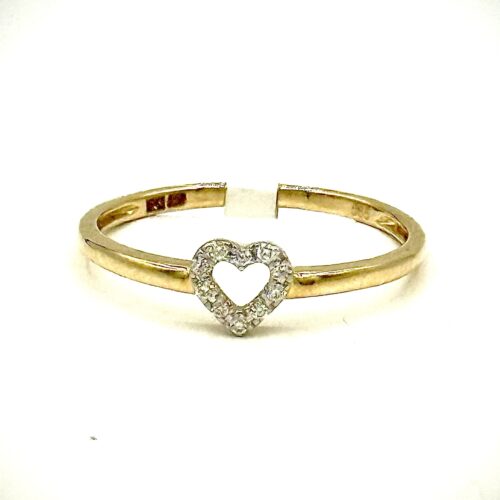 14 karaat hartvormige ring met diamant