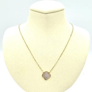 14 karaat gouden collier klaver met steen