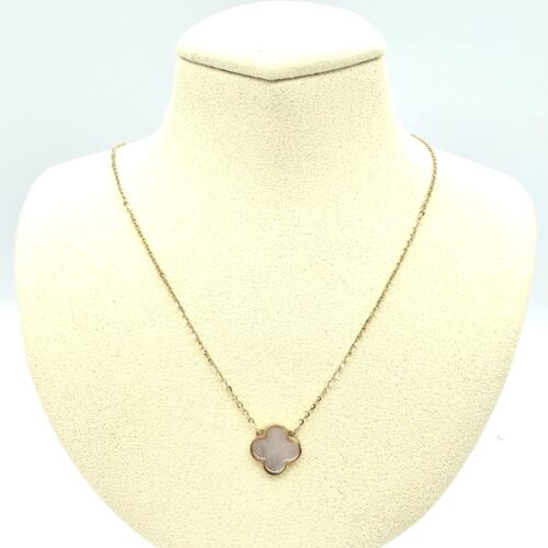 14 karaat gouden collier klaver met steen