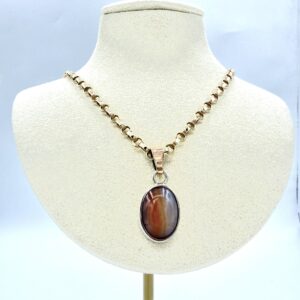 14 karaat set een collier met een hanger (Agaat)