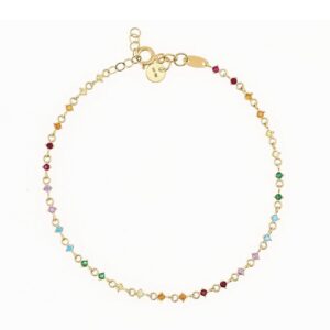 14 Karaat Gouden Armband met Gekleurde Zirkonia – 19 cm