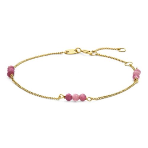 14 Karaat Gouden Armband met Paarse Toermalijn – 19 cm