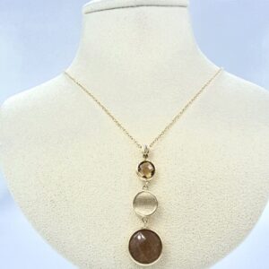 14 Karaat Gouden Ketting 45 cm met Golden Sunstone | Luxe Sieraad