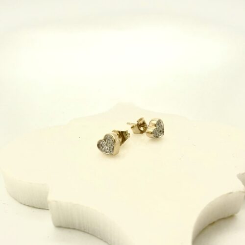 14 Karaat Gouden Hart Oorknoppen met Diamant 0,05 ct | Tijdloze Elegantie
