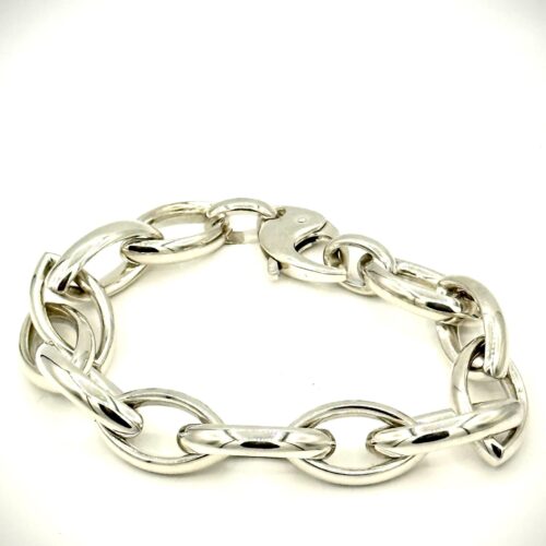 Zilveren Schakelarmband 22 cm, Uniek exemplaar (Handgemaakt).
