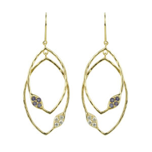 oorbellen verguld zilver met ioliet en topaas design oorbellen