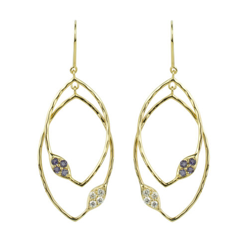 oorbellen verguld zilver met ioliet en topaas design oorbellen