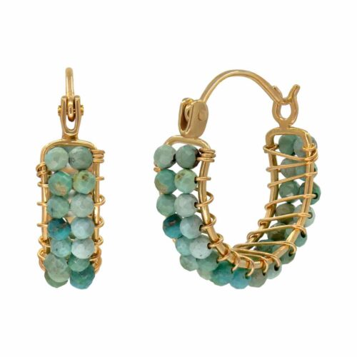 Turquoise oorbellen goud Une A Une Noor met edelstenen