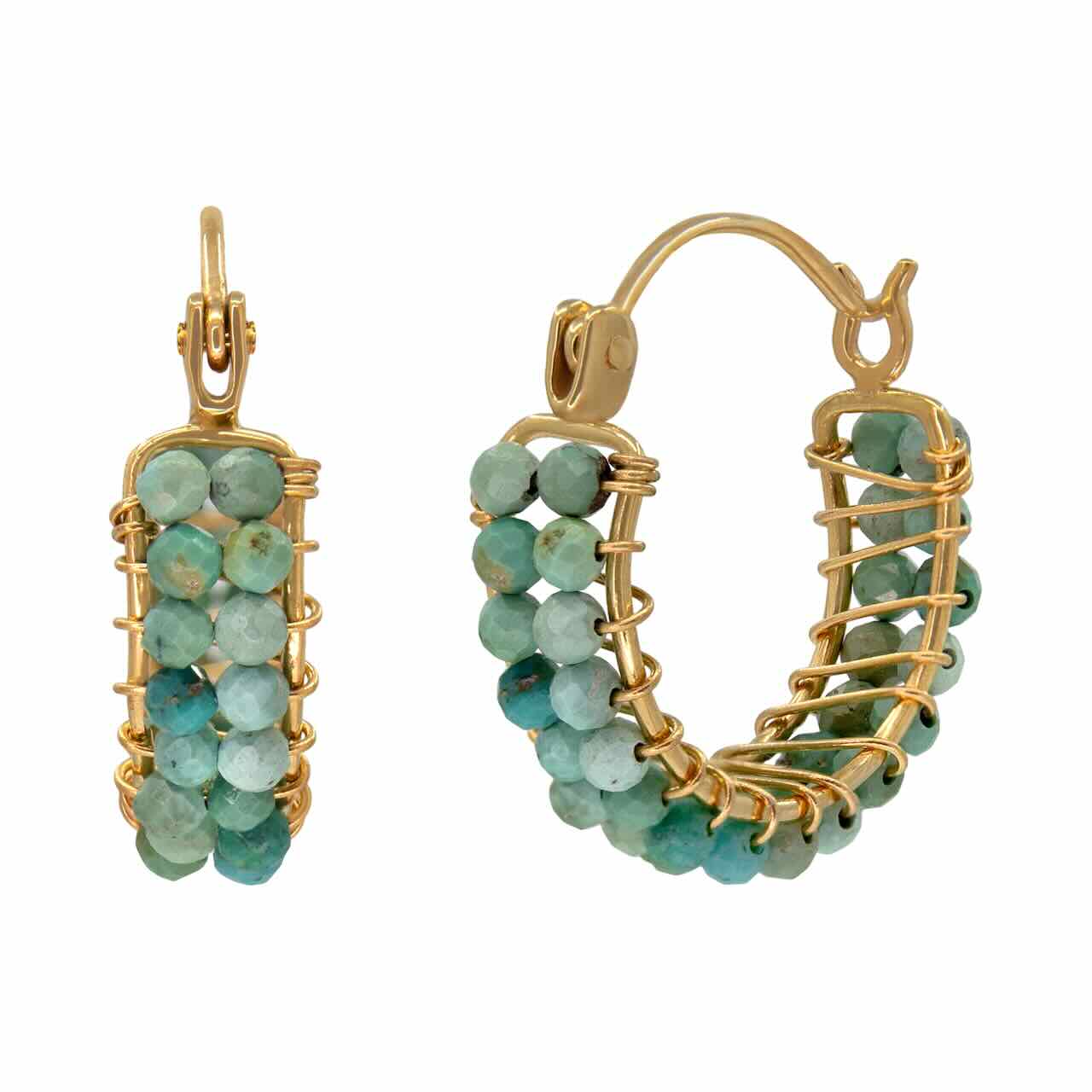 Turquoise oorbellen goud Une A Une Noor met edelstenen