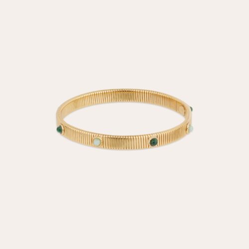 gouden armband edelstenen malachiet amazoniet flexibel